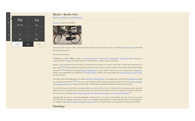 Reader View  from Chrome web store to be run with OffiDocs Chromium online