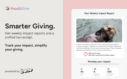 Read  Give by Bono  from Chrome web store to be run with OffiDocs Chromium online