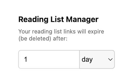 Reading List Manager: Set Expiry for Links  from Chrome web store to be run with OffiDocs Chromium online
