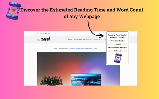Reading Time Tracker  Word Counter  from Chrome web store to be run with OffiDocs Chromium online