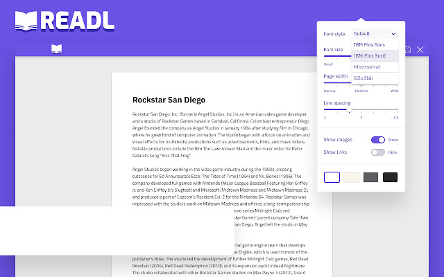 Readl Reader mode  from Chrome web store to be run with OffiDocs Chromium online