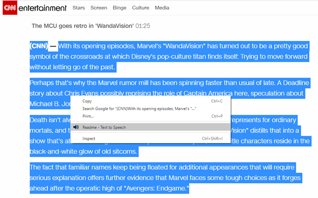 Readme Text to Speech  from Chrome web store to be run with OffiDocs Chromium online