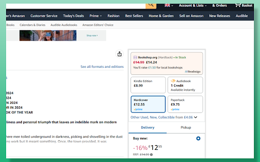 Readmigo: See Bookshop.org prices on Amazon  from Chrome web store to be run with OffiDocs Chromium online