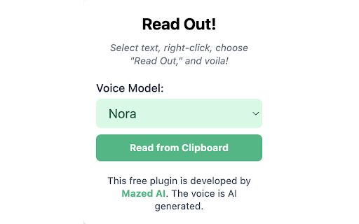 Read Out: AI Reader  from Chrome web store to be run with OffiDocs Chromium online