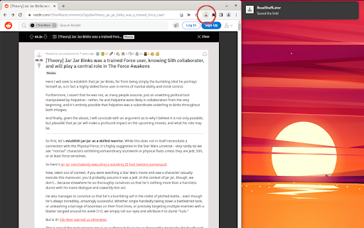 Read Stuff Later  from Chrome web store to be run with OffiDocs Chromium online