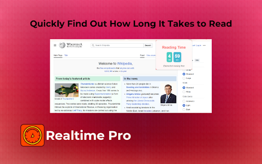 ReadTime Pro Quickly Find Out How Long It Takes to Read  from Chrome web store to be run with OffiDocs Chromium online