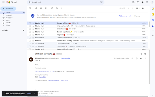 Real Delete Key for Gmail™  from Chrome web store to be run with OffiDocs Chromium online