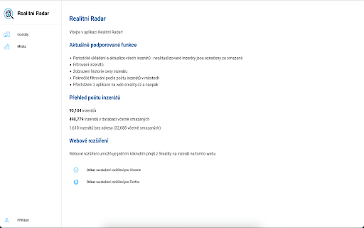 Realitní Radar  from Chrome web store to be run with OffiDocs Chromium online