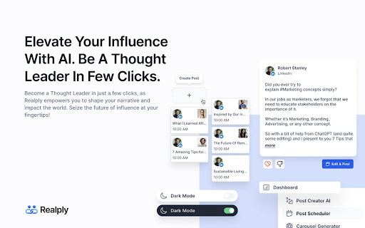 Realply: AI LinkedIn Outreach  from Chrome web store to be run with OffiDocs Chromium online