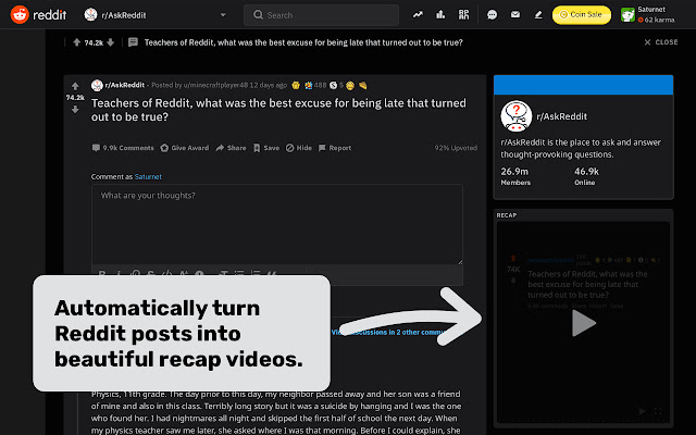 Recap Reddit  from Chrome web store to be run with OffiDocs Chromium online