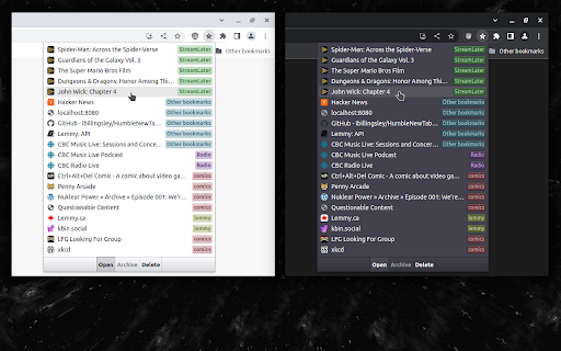 Recent Bookmarks Popup  from Chrome web store to be run with OffiDocs Chromium online