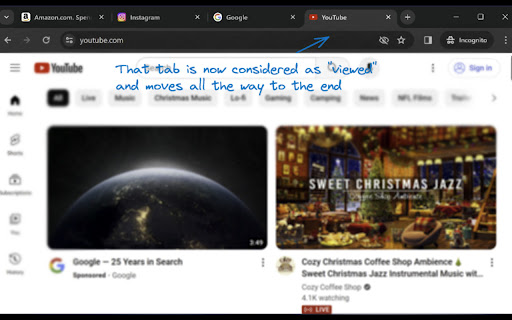 Recent Tabs Sort  from Chrome web store to be run with OffiDocs Chromium online