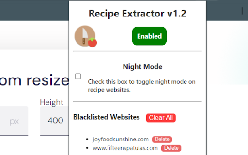 Recipe Extractor  from Chrome web store to be run with OffiDocs Chromium online