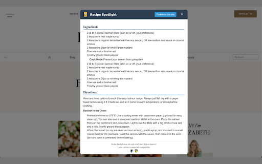 Recipe Spotlight  from Chrome web store to be run with OffiDocs Chromium online