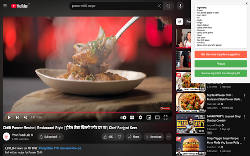 Recipe to reality  from Chrome web store to be run with OffiDocs Chromium online