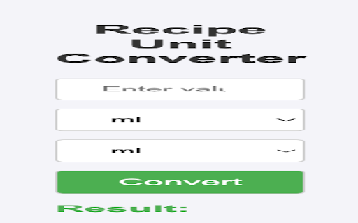 Recipe Unit Converter  from Chrome web store to be run with OffiDocs Chromium online
