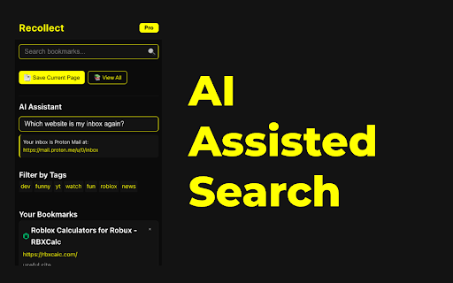 Recollect AI Bookmarks  from Chrome web store to be run with OffiDocs Chromium online