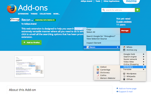 Recon  from Chrome web store to be run with OffiDocs Chromium online