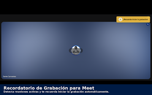 Recordatorio de Grabación para Meet  from Chrome web store to be run with OffiDocs Chromium online