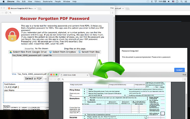 Recover Forgotten PDF Password  from Chrome web store to be run with OffiDocs Chromium online