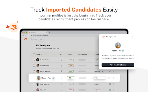 Recruspace  from Chrome web store to be run with OffiDocs Chromium online