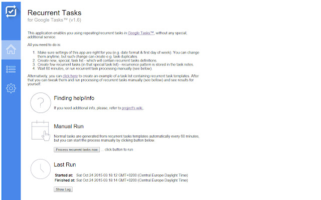 Recurrent Tasks for GTasks  from Chrome web store to be run with OffiDocs Chromium online