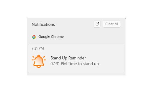 Recurring Stand Alert  from Chrome web store to be run with OffiDocs Chromium online