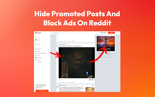 Reddit Ad Blocker Hide Promoted Posts  from Chrome web store to be run with OffiDocs Chromium online