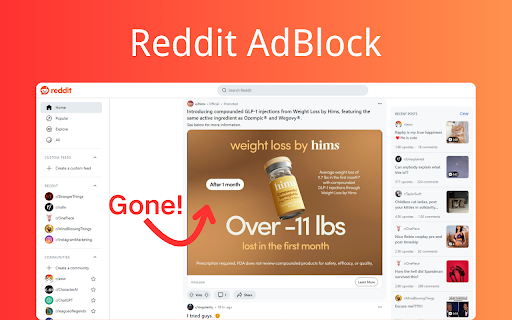 Reddit AdBlock | Redblocker  from Chrome web store to be run with OffiDocs Chromium online