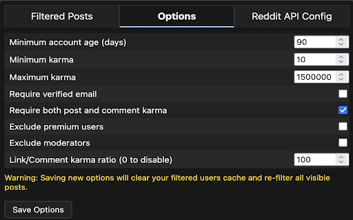Reddit Advanced User Filter  from Chrome web store to be run with OffiDocs Chromium online