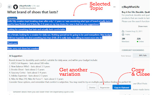 Reddit AI Assistant  from Chrome web store to be run with OffiDocs Chromium online