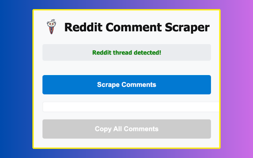 Reddit Comment Scraper  from Chrome web store to be run with OffiDocs Chromium online