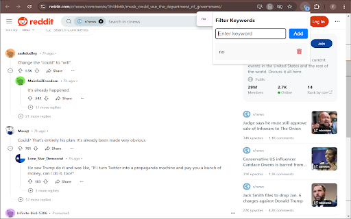 Reddit Content Filter  from Chrome web store to be run with OffiDocs Chromium online