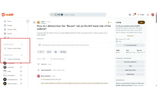 Reddit Helper  from Chrome web store to be run with OffiDocs Chromium online