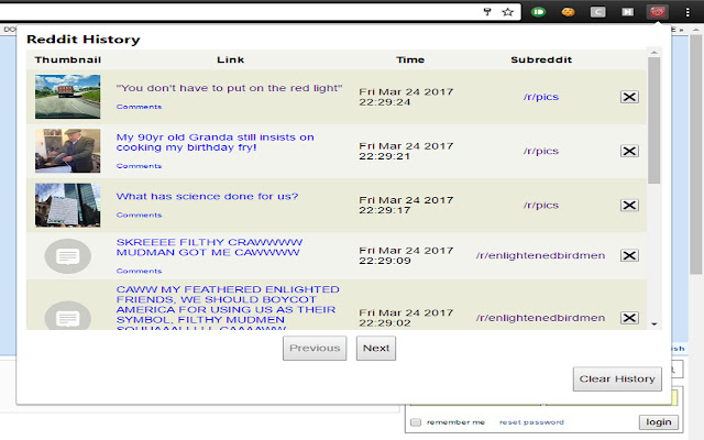 Reddit History  from Chrome web store to be run with OffiDocs Chromium online