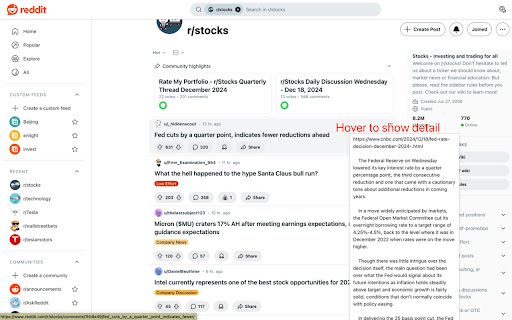 Reddit Lite  from Chrome web store to be run with OffiDocs Chromium online
