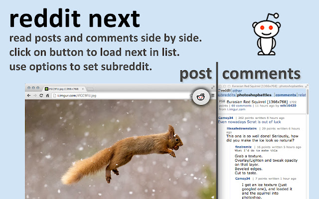 Reddit Next từ cửa hàng Chrome trực tuyến sẽ được chạy với OffiDocs Chromium trực tuyến
