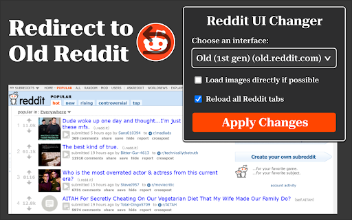 Reddit Old  from Chrome web store to be run with OffiDocs Chromium online