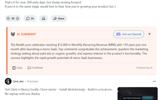 Reddit Post Summarizer  from Chrome web store to be run with OffiDocs Chromium online