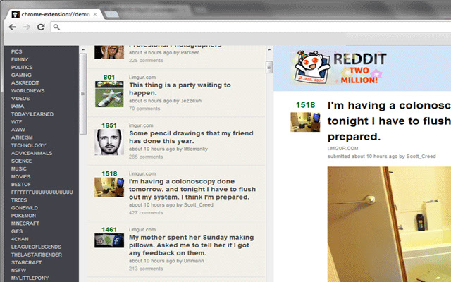 Reddit Reader  from Chrome web store to be run with OffiDocs Chromium online
