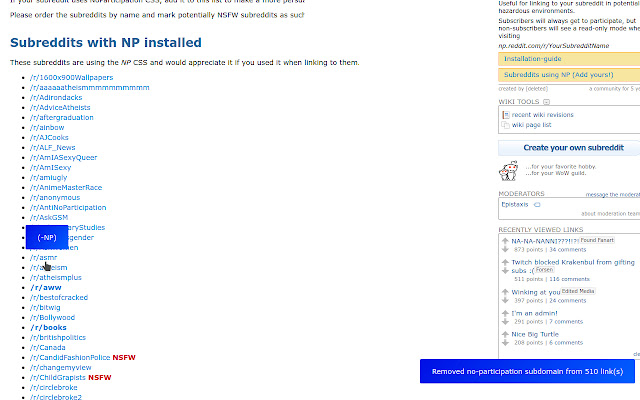 Reddit remove no participation  from Chrome web store to be run with OffiDocs Chromium online
