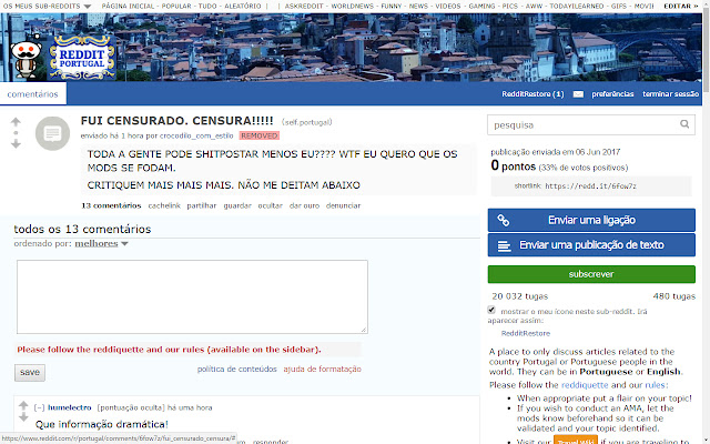 RedditRestore  from Chrome web store to be run with OffiDocs Chromium online