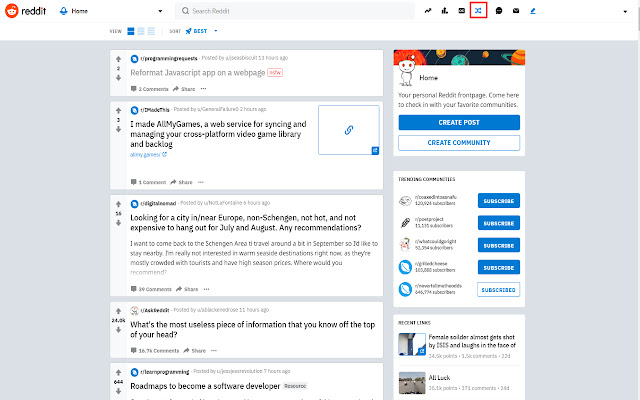Reddit r/random  from Chrome web store to be run with OffiDocs Chromium online