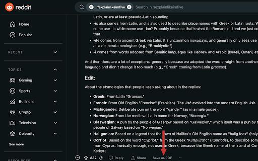 Reddit Save as PDF  from Chrome web store to be run with OffiDocs Chromium online