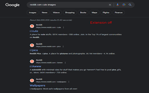 Reddit Search Results Remover  from Chrome web store to be run with OffiDocs Chromium online