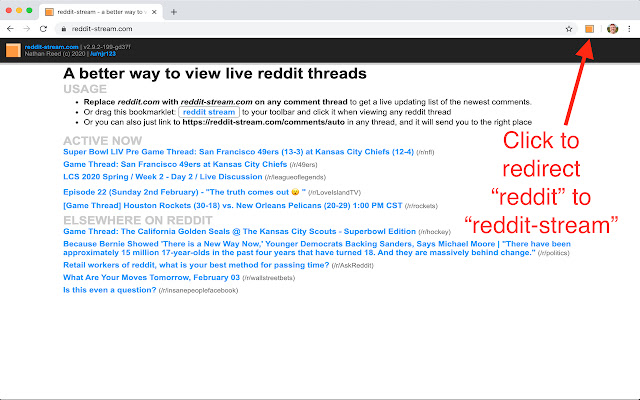 Reddit Stream  from Chrome web store to be run with OffiDocs Chromium online