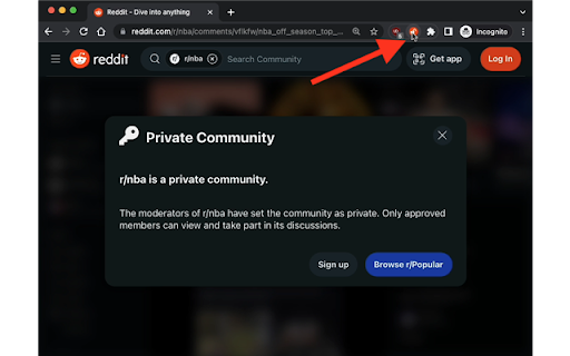 Reddit Unlock  from Chrome web store to be run with OffiDocs Chromium online