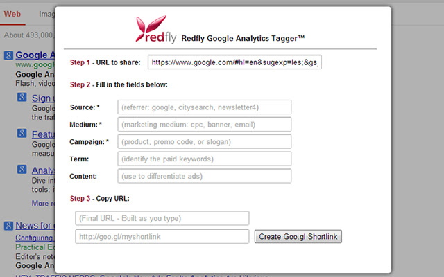 Redfly Tagger for Google Analytics™  from Chrome web store to be run with OffiDocs Chromium online