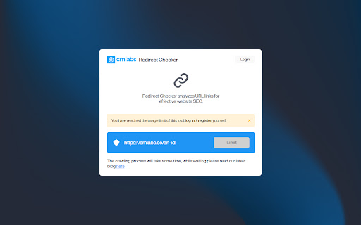 Redirect Chain Checker cmlabs SEO Tools  from Chrome web store to be run with OffiDocs Chromium online