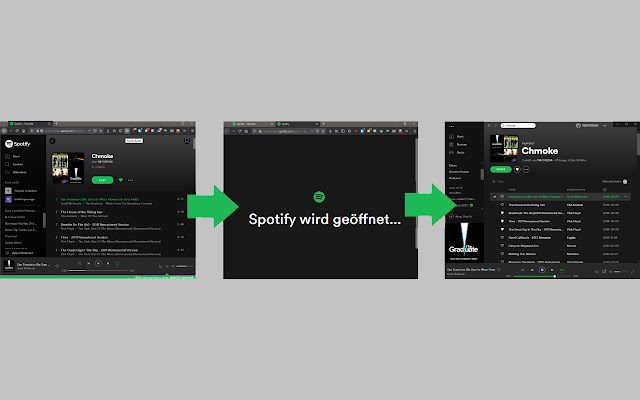 Redirect for Spotify  from Chrome web store to be run with OffiDocs Chromium online